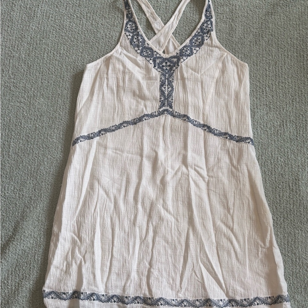 Elegant White and Blue Women's Dress